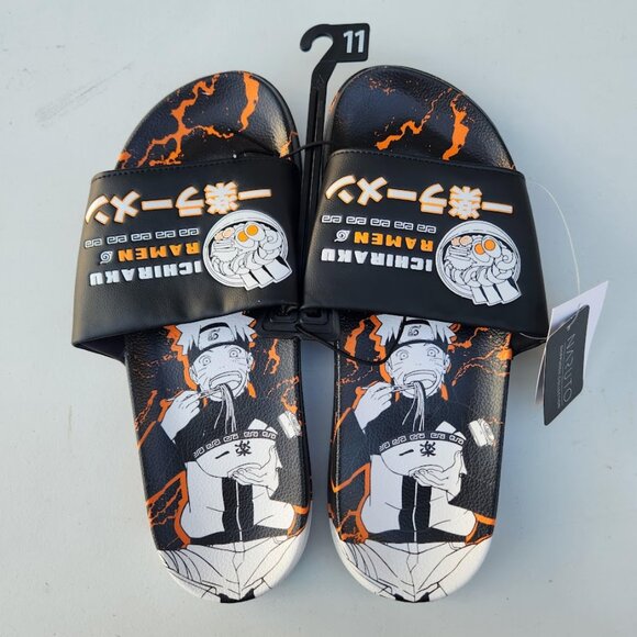 NEW Naruto Anime Ramen Men’s Size 11 Slippers Sandals Slides Shippuden Ichiraku - Picture 1 of 9